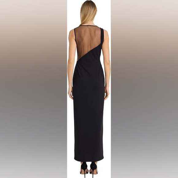 Donna Morgan Sleeveless Maxi Dress w/ Mesh Illusion Neckline & Side Slit - 12 - Picture 2 of 6